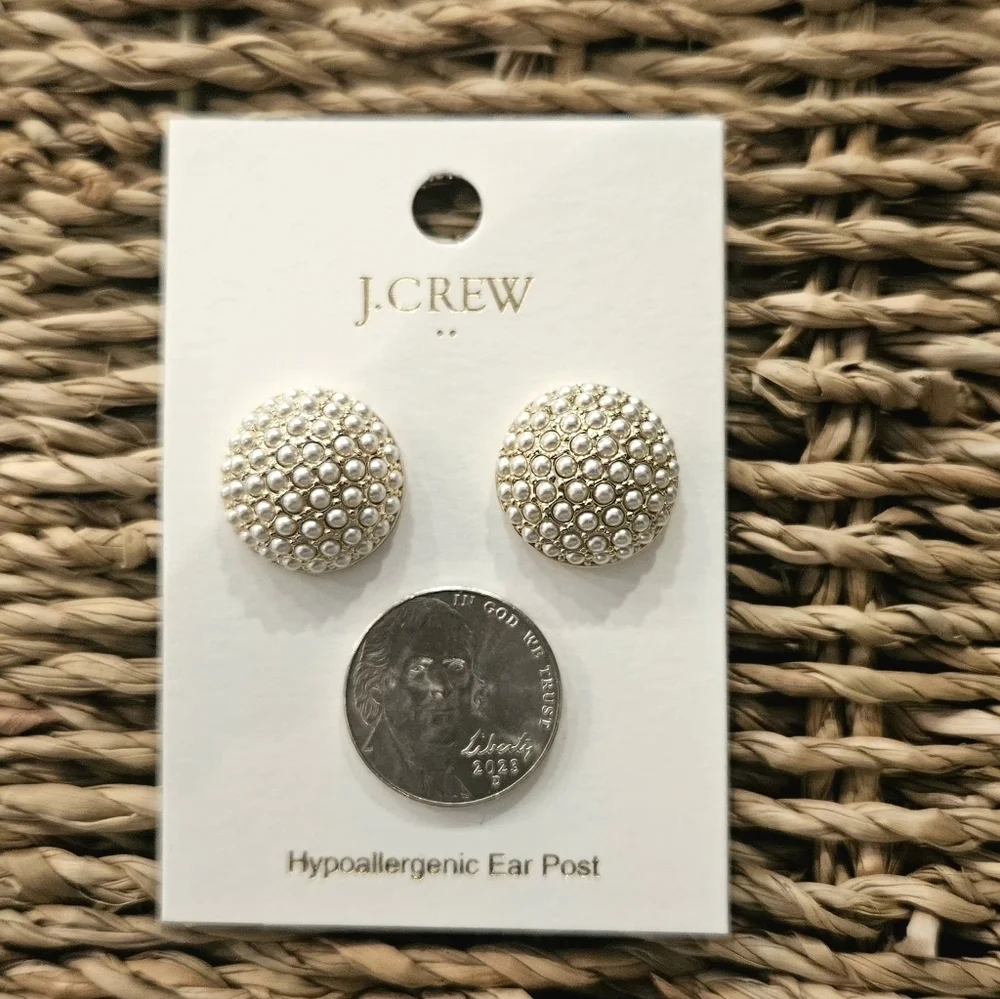 J. Crew Pearl Pave Stud Earrings